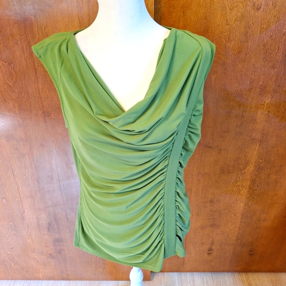 Carmen Elegant Green Draped Women's Top - Picture 2 of 4